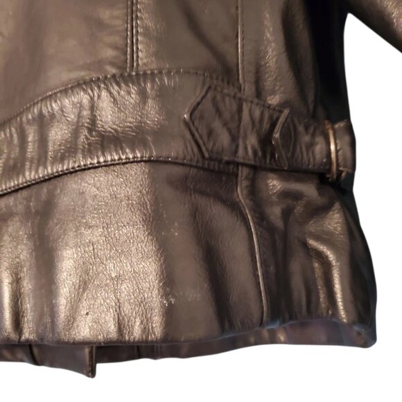 Vintage 80s 90s Wilsons Black Leather Cropped Biker Punk Moto Jacket Sz M - Picture 10 of 16